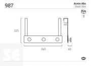 Percha Sobrepuerta Metal Blanco 3 Pomos Blancos