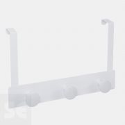 Percha Sobrepuerta Metal Blanco 3 Pomos Blancos