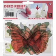 Decoracion 3D Transp.- Mariposas Rojas (8x6,5Cm A 14x11Cm