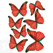 Decoracion 3D Transp.- Mariposas Rojas (8x6,5Cm A 14x11Cm