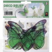 Decoracion 3D Transp.- Mariposas Verdes (8x6,5Cm A 14x11Cm