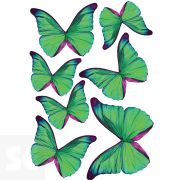 Decoracion 3D Transp.- Mariposas Verdes (8x6,5Cm A 14x11Cm