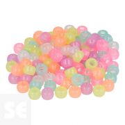 Cuentas Plástico Grosella 400 uds. aprox. Multicolor Fluorescente 9mm-4mm 359002