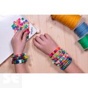 Cuentas Plástico Grosella 400 uds. aprox. Multicolor Purpurina 9mm-4mm 359007