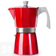 Cafetera Express aluminio fundido Evva Red 3 tazas. Fondo Full Induction especial inducción