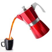 Cafetera Express aluminio fundido Evva Red 3 tazas. Fondo Full Induction especial inducción