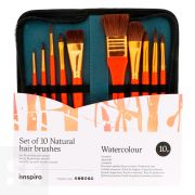 Set 10 Pinceles Pelo Natural Acuarela con Estuche