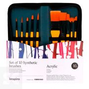 Set 10 Pinceles Sintéticos Acrilico con Estuche