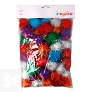 Pompones Brillantes Mix Colores Polipropileno 50 mm 50 uds.