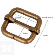 Hebilla Corredera Rectangular Hierro Oro Viejo 20 mm 5u.