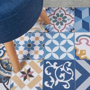 Alfombra Artdeco Vinílica Patch Azul 60x200