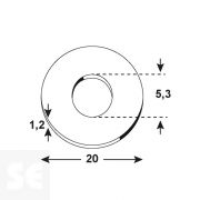 Arandela Ancha Cincada 5,3x20x1,2 Vz (200u.)