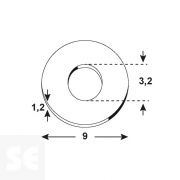 Arandela 3,2x9x1,2 mm Vz (100 uds.)