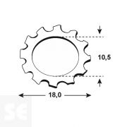 Arandela Dentada 10,5x18 mm Din 6797 (30 uds.)