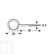 Cáncamos Cincados 5,2x30x20 mm Vz (4 uds.)