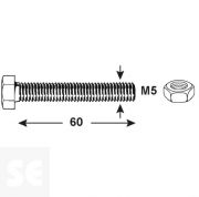 Tornillo Cabeza Hexagonal M5x60mm. Din 933 (100 piezas)
