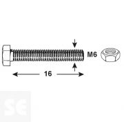 Tornillo Cabeza Hexagonal M6x16mm. Din 933 (6 piezas)