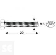 Tornillo Cabeza Hexagonal M6x20mm. Din 933 (6 piezas)