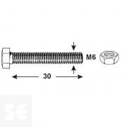 Tornillo Cabeza Hexagonal M6x30mm. Din 933 (25 piezas)
