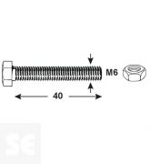 Tornillo Cabeza Hexagonal M6x40mm. Din 933 (20 piezas)
