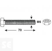 Tornillo Cabeza Hexagonal M6x70mm. Din 933 (6 piezas)