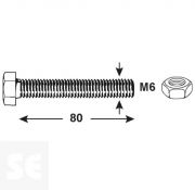 Tornillo Cabeza Hexagonal M6x80mm. Din 933 (6 piezas)