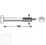 Tornillo Cabeza Hexagonal M8x180mm. Din 931 (25 piezas)