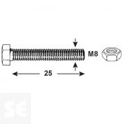 Tornillo Cabeza Hexagonal M8x25mm. Din 933 (15 piezas)