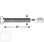 Tornillo Cabeza Hexagonal M8x30mm. Din 933 (4 piezas)