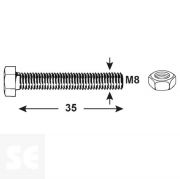 Tornillo Cabeza Hexagonal M8x35mm. Din 933 (4 piezas)