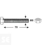 Tornillo Cabeza Hexagonal M8x70mm. Din 933 (10 piezas)