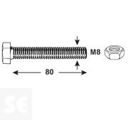 Tornillo Cabeza Hexagonal M8x80mm. Din 933 (15 piezas)