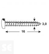 Tornillo Cabeza Redonda Pz 3,0x16mm (150u.)