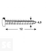 Tornillo Cabeza Redonda Pz 4,0x12mm (125u.)