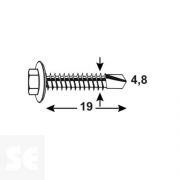 Tornillo Auto-Perforante Sellador 4,8x19mm. Din 15480 (200 uds)