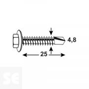 Tornillo Auto-Perforante Sellador 4,8x25mm. Din 15480 (200 uds)