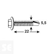 Tornillo Auto-Perforante Sellador 5,5x22mm. Din 15480 (200 uds)