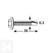 Tornillo Auto-Perforante Sellador 6,3x38mm. Din 15480 (100 uds)