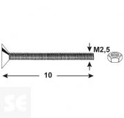 Tornillo Cabeza cónica M2,5x10mm. Din 7046 (20 piezas)