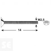Tornillo Cabeza Cónica M2,5x14mm. Din 7046 (20 piezas)