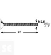 Tornillo Cabeza Cónica M2,5x20mm. Din 7046 (20 piezas)