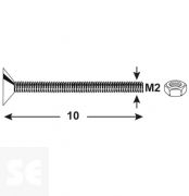 Tornillo Cabeza cónica M2x10mm. Ph Din 7046 (20 piezas)