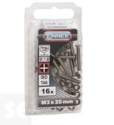 Tornillo Cabeza Cónica M3x20mm. A2 Ph Din 7046 (16 piezas)