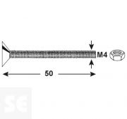 Tornillo Cabeza Cónica M4x50mm. A2 Ph Din 7046 (8 piezas)