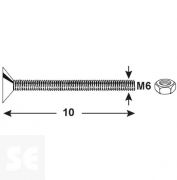 Tornillo Cabeza Cónica M6x10mm. A2 Ph Din 7046 (12 piezas)