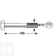 Tornillo Cabeza Hexagonal M10x100mm. Din 931 (15 piezas)