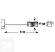 Tornillo Cabeza Hexagonal M10x100mm. Din 931 (6 piezas)