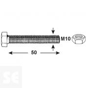 Tornillo Cabeza Hexagonal M10x50mm. Din 933 (4 piezas)