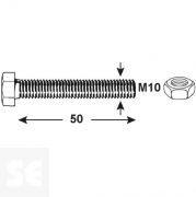 Tornillo Cabeza Hexagonal M10x50mm. Din 933 (6 piezas)