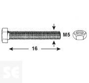 Tornillo Cabeza Hexagonal M5x16mm. Din 933 (30 piezas)